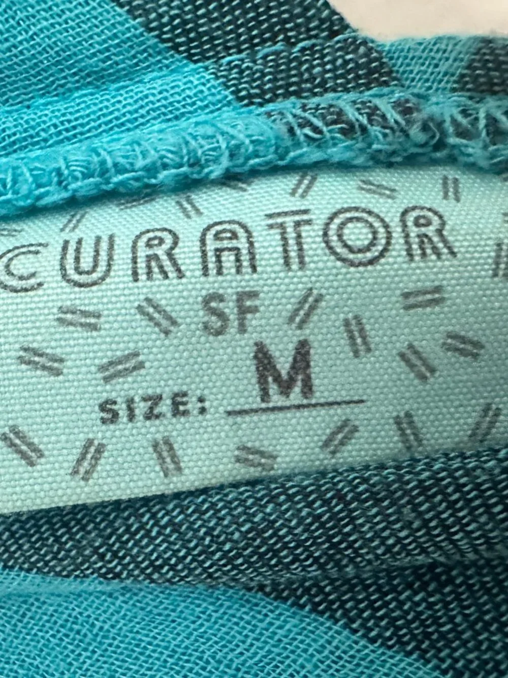 Curator SF Teal Striped Gauze Dress M - Picture 4 of 4